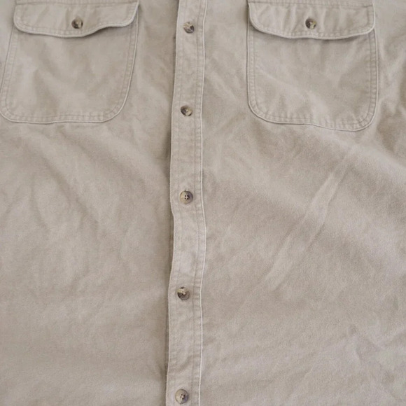VTG Gander Mountain Guide Series Tan  100% Thick Cotton Outdoor Button Up Shirt - Picture 6 of 11